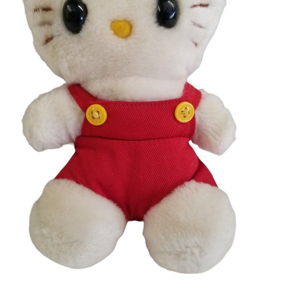 Vintage 1983 Hello Kitty Plush Red Overalls Child Guidance Sanrio CBS Toys 7" - Picture 5 of 13